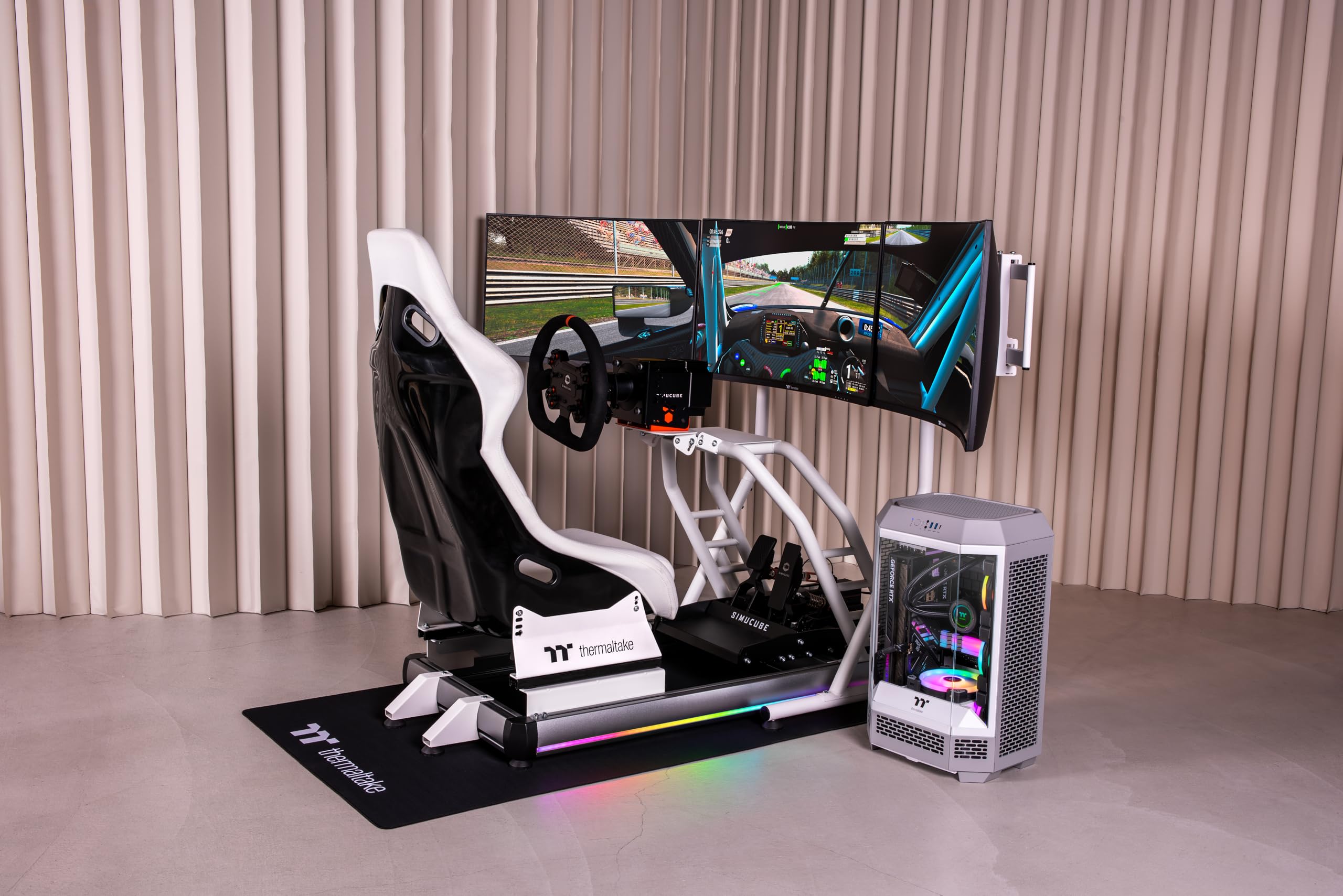 thermaltake-gr500-racing-simulator-cockpit-bundle-snow-simrig-mit-rennsitz-keybo image 7