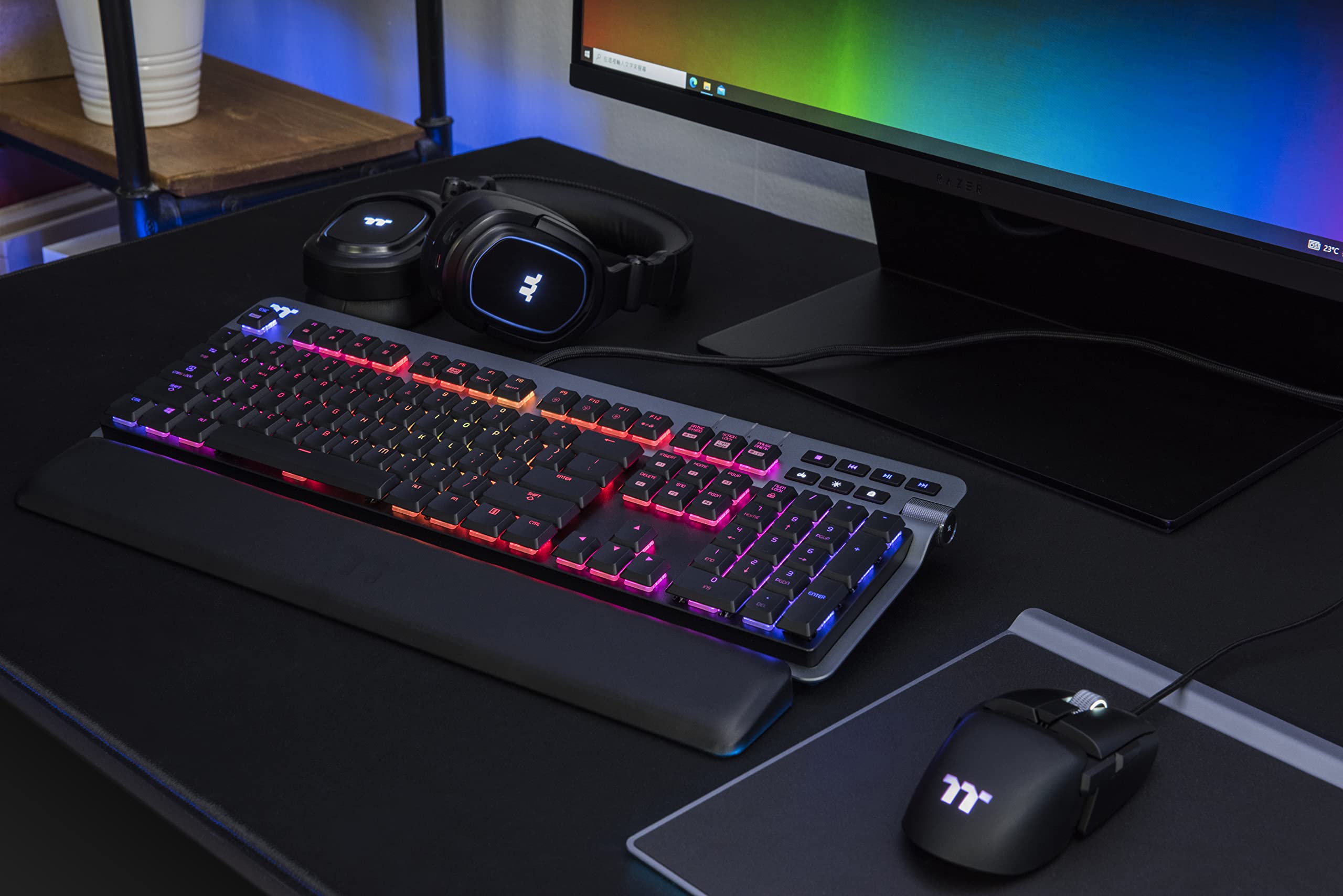 thermaltake-argent-k6-rgb-gaming-tastatur-cherry-mx-low-profile-red-de-schwarz image 4