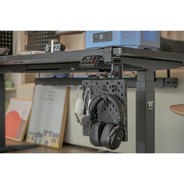 thermaltake-gea-gaming-desk-pegboard-lochbrett-small-schwarz-stahl-10-kg-traglas image 6