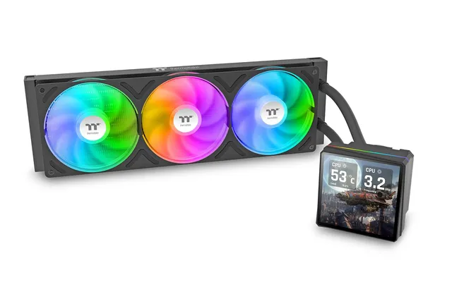thermaltake-th360-v3-ultra-argb-all-in-one-wasserk-hlung-360mm-mit-3-95-zoll-tft image 1